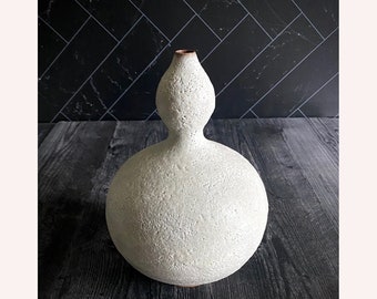 SHIPS NOW- Stoneware Bulb Vase in Crater White Lava Glaze by Sara Paloma Pottery - 9.5" tall