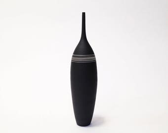 Reserved For Michael~  one large stoneware black bottle (WITHOUT whites stripes,) Extra Thin by sarapaloma