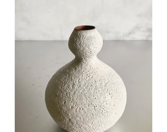 SHIPS NOW- Organic Shaped Stoneware Vase with Textural White Crater Glaze by Sara Paloma