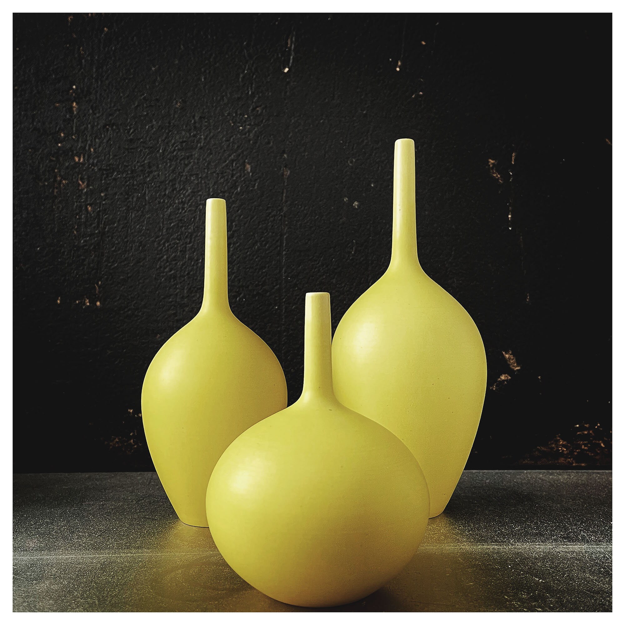 Yellow Vase set New Color LemonHead Yellow 3 small round Etsy