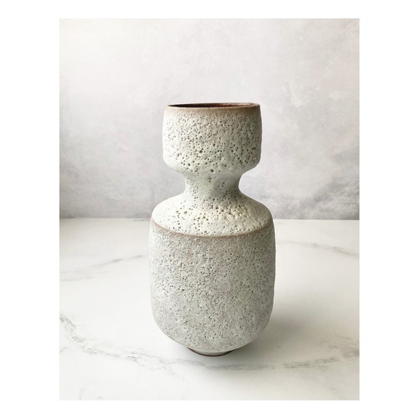 Stoneware Angular Vase in Crater White by Sara Paloma Pottery.  handmade MCM decor rustic modern vase for flower arrangements