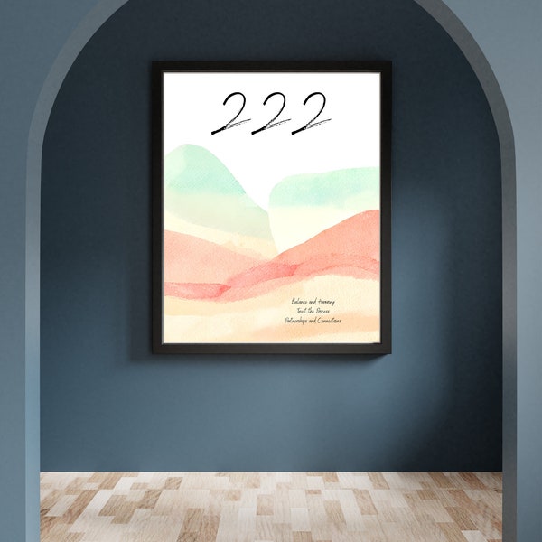 Angel Number 222 Downloadable Wall Art Print Poster