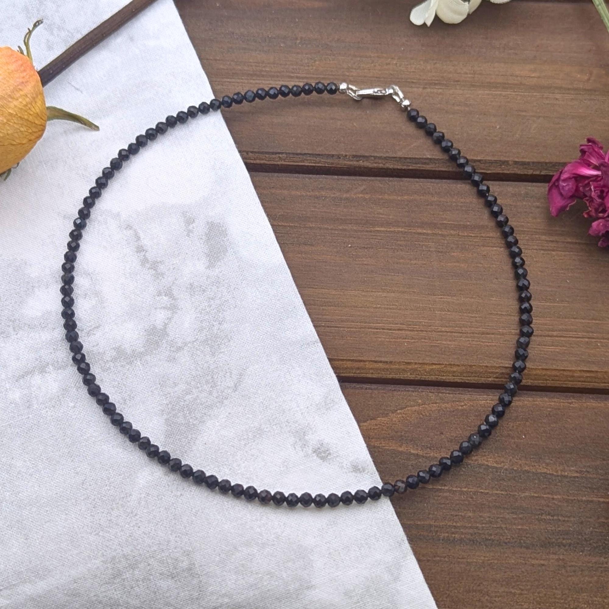 Collana Corta In Ossidiana Nera E Argento 925 - Fiori Di Primavera - Foto 13