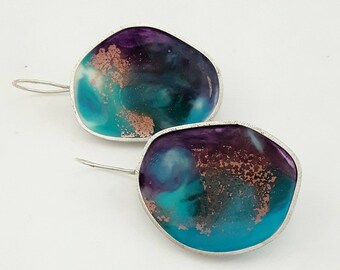 Sterling silver and resin wishing pond earrings