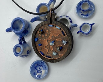 Thoughts Of Blue Pendant From My Threaded Curiosities Series Made With glass beads and Copper