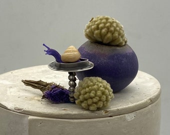 Purple Snail Ring Made With Vintage Plastic Snail And Sterling Silver