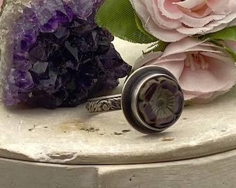 Bloom Flower Ring Made With A Glass Flower