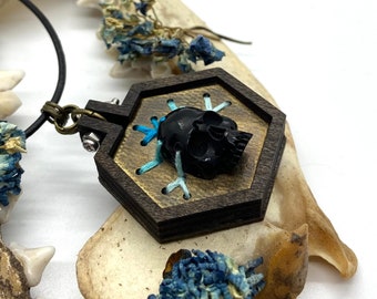 Cranium Pendant From My Threaded Curiosities Series Made With Carved Wood Skull and Embroidery Thread