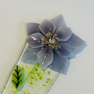 Fused Glass Plant Stakes and Garden Stakes (Purple Flower)