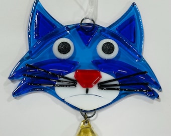 Fused cat face with Bell in blue