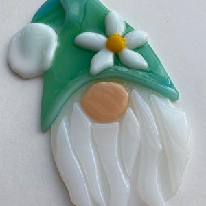Gnome Fused Glass sun catcher/ ornament green image 1