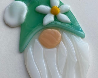 Gnome Fused Glass sun catcher/ ornament (green)