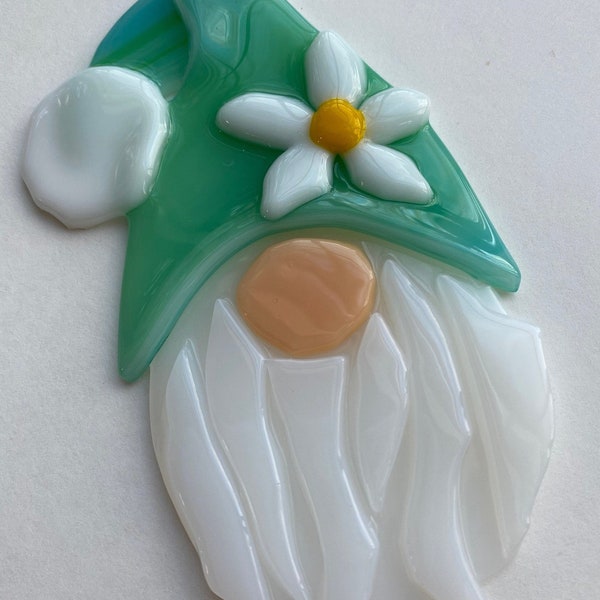 Gnome Fused Glass sun catcher/ ornament (green)