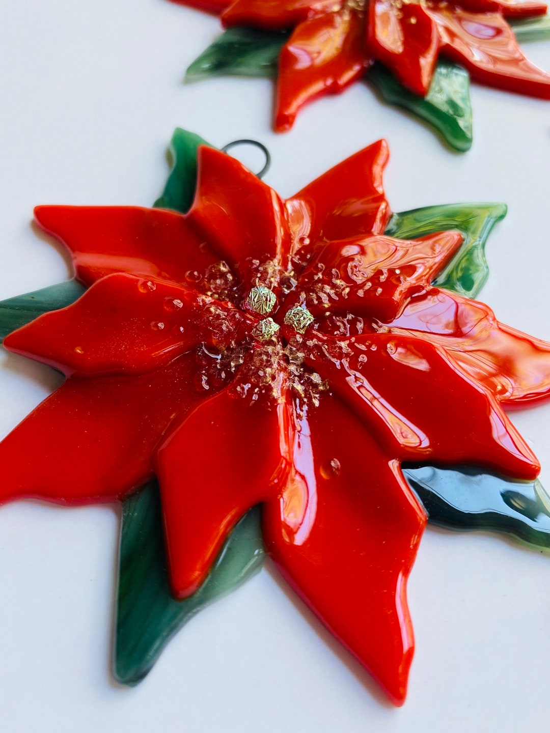 TURNMEON 36 Pack Christmas Gold Silver Glitter Poinsettia Artificial