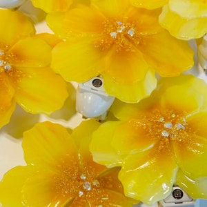 Fused Glass Night Light Yellow Flower image 1