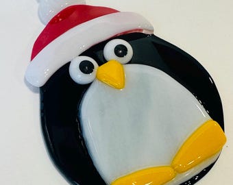 Fused Glass Christmas Ornament (Penguin)