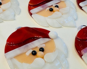 Fused Glass Santa Christmas Ornament