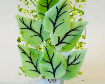 Fused Glass Night (Leaves) of Green