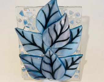 Fused Glass Night (Leaves) of Blues