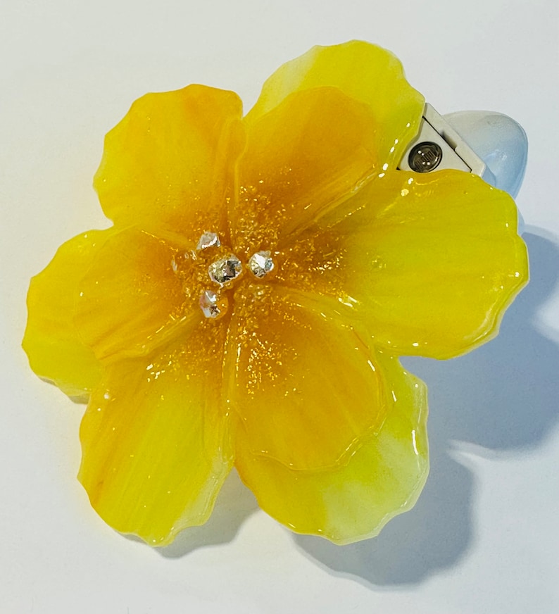 Fused Glass Night Light Yellow Flower image 3