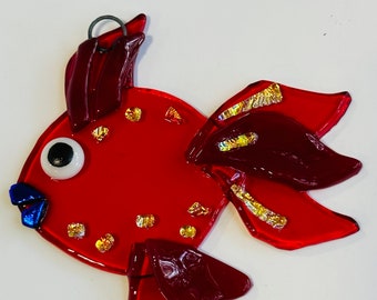 Fused Glass Fish Sun catcher/Ornament (Red)