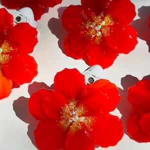 Fused Glass Night Light (Flaming Red Poppy)