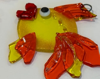 Fusing Glass Fisch Sonnenfänger/Ornament (Gelb)