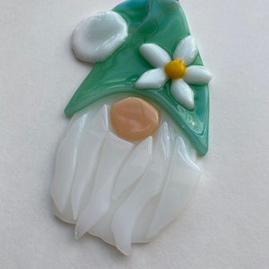 Gnome Fused Glass sun catcher/ ornament green image 3