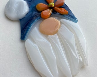Gnome Fused Glass sun catcher/ ornament (blue)