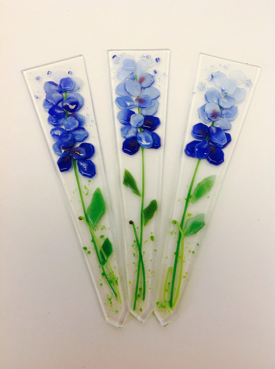 Fused Glass Plant Stakes and Garden Stakes Blue Etsy