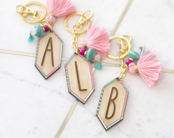 Custom Initial Keychain | Bridesmaid Gift | Purse Charm | Boho Bag Charm