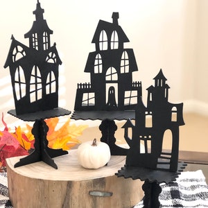 Haunted House SVG Set Halloween Cut File Hand Drawn House Pedestals Laser Template Easy Beginner Pattern Laser Cutting Glowforge image 3