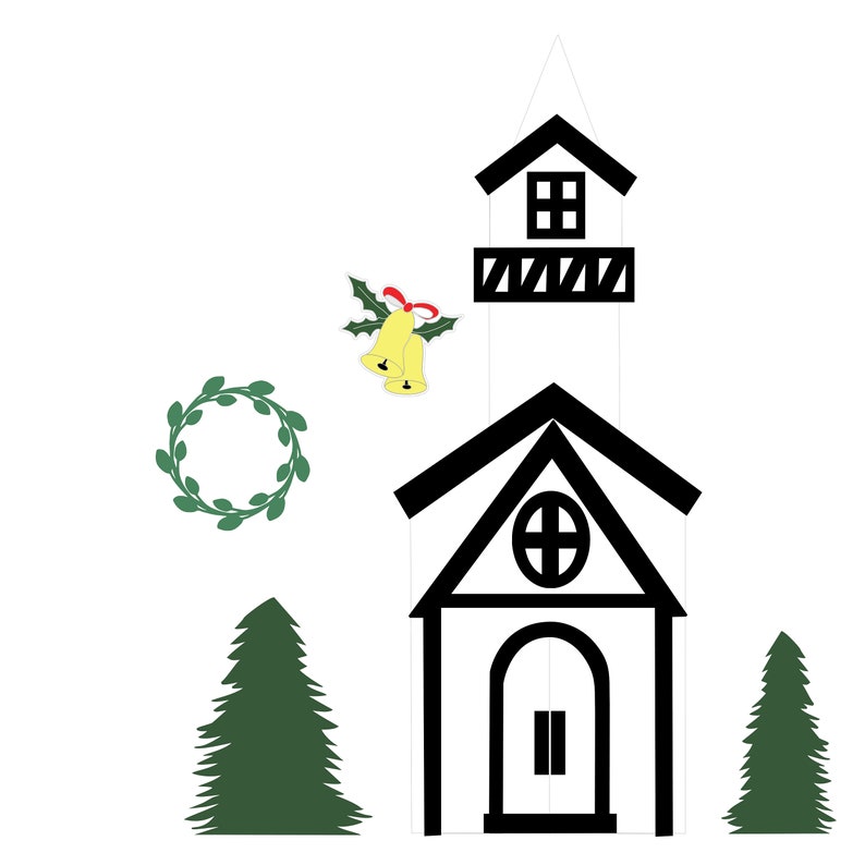 Download Village Church SVG Christmas Village Cut File Bonus | Etsy
