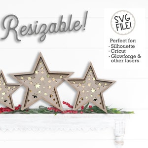 3D Star Lantern | Resizable Glowforge Pattern File | Template for Laser Cutting | Christmas Farmhouse Decor | Laser Cut File | Holiday Star