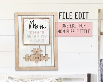 Mother's Day Puzzle Sign EDIT Only | One Edit Included | Change "Mom" to Another Word