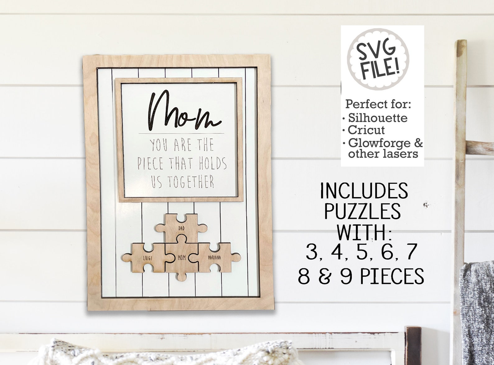 Mother's Day Puzzle Sign Personalized SVG File | Etsy