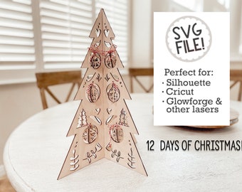 12 Days of Christmas Tree SVG | Laser Pattern | Catholic Advent Laser File | Nordic Folk Art Decor | Easy Fast Laser File Pattern