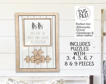 Mother's Day ((Mi Mi)) Puzzle Sign | Grandmother Gift | Personalized SVG File | Glowforge Digital Pattern | Shiplap Sign | Laser Easy