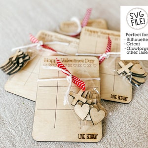 Valentine Tic Tac Toe Plik | | SVG pliku sygnatury cyfrowej szablon laserowy Glowforge | | pliku wzoru gry walentynkowej Gra dla dzieci
