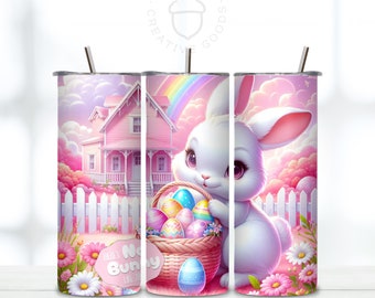 Pink Easter No Bunny Like You 20oz Tumbler Wrap Skinny Straight, Tumbler Sublimation Design, Digital Download, Rabbit with Easter Eggs