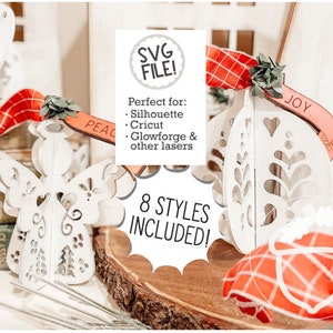 Arquivo de ornamentos de arte popular | Conjunto de 8 | Padrão SVG | Nordic Hygge Escandinavo | Natal Glowforge 3D | Decoração de férias simples e fácil | Presente