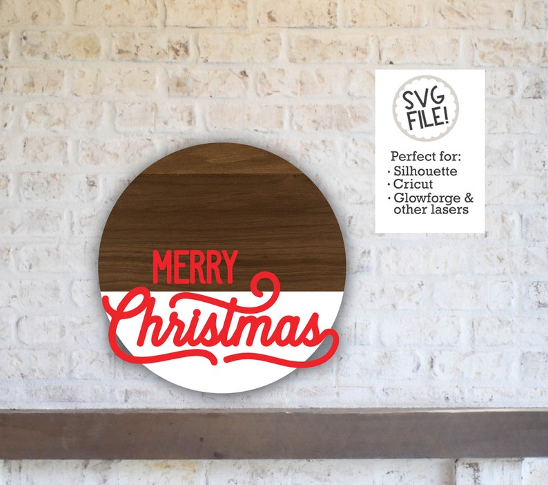 Download Merry Christmas Round Sign SVG Door Hanger Round Holiday ...