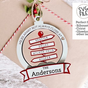 North Pole Family Crossroads Ornament SVG File / Christmas Cut Pattern / Glowforge Laser Cut File / Personalizzato con 3-8 segni