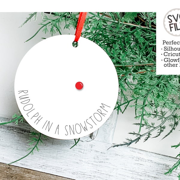 Rudolph in a Snowstorm Ornament SVG File | Christmas Cut Pattern | Glowforge Laser Cut File | Funny Holiday Ornament | Humorous Christmas