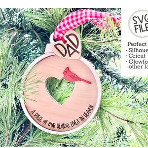 Memorial Ornament SVG File | Christmas Cut Pattern | Glowforge Laser Cut File | Holiday Ornament | Mom Dad Grandma Pet Grandpa Dog Cat
