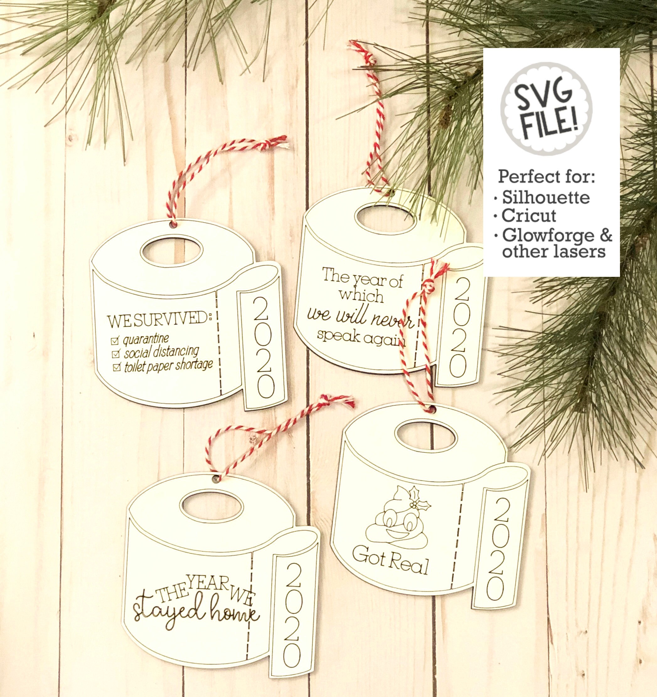 2020 Quarantine Ornaments Svg Set Of 4 Easy Christmas Cut Etsy