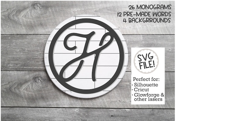 Download Farmhouse Monogram SVG Shiplap Personalized Round Black | Etsy