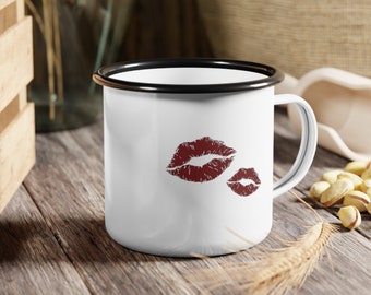 Kisses Mug Enamel Camp Mug Coquette Lana Del Rey Aesthetic Pinterest Aesthetic Coffee Tea Mug Gift Mother's Day Clean Girl Soft Girl