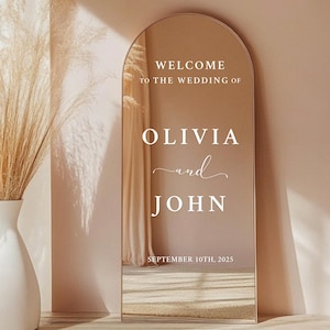 Custom Wedding Selfie Mirror Decal Welcome To The Wedding Of Decal Sticker Mirror Reception Sign Vinyl Decal Custom Wedding Mirror Signage