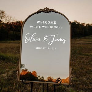 Personalized Wedding Mirror Decal Welcome Wedding Sign Custom Vinyl Decor Reception Sign Custom Mirror Decal Acrylic Sign Wedding Decor
